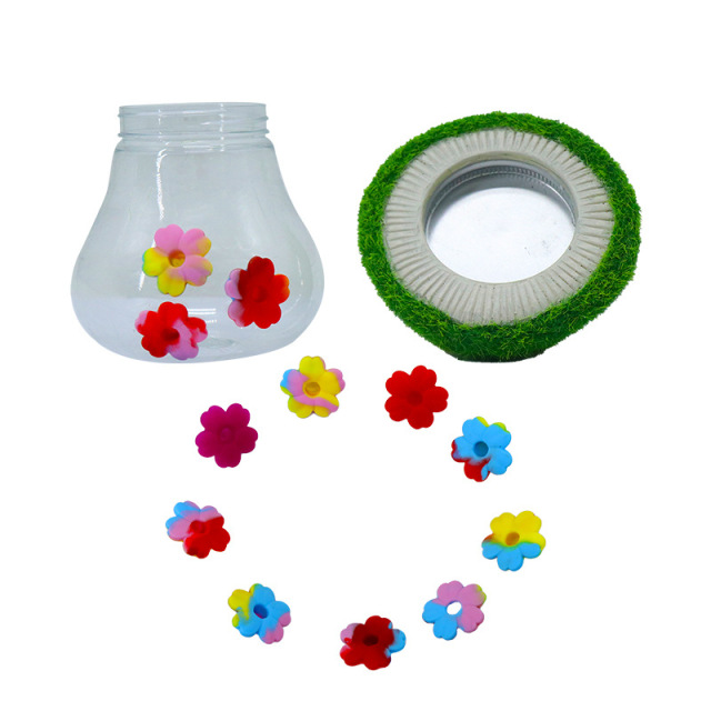 Milalit Garden Hanging Hummingbird Feeder Convenient Water Spout for Bird Honeybee Squirrel Lovers Seam Inside Mushroom Shape Glass Bottle Design Bird Feeder With Red Tie-dye Flowers Decorative Sun Protection birds Accessories Supplies
