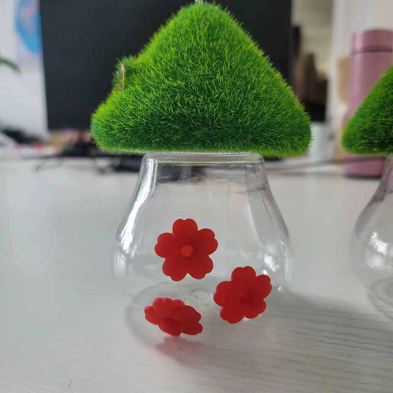 Milalit Garden Hanging Hummingbird Feeder Convenient Water Spout for Bird Honeybee Squirrel Lovers Seam Inside Mushroom Shape Glass Bottle Design Bird Feeder With Red Tie-dye Flowers Decorative Sun Protection birds Accessories Supplies