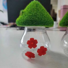 Milalit Garden Hanging Hummingbird Feeder Convenient Water Spout for Bird Honeybee Squirrel Lovers Seam Inside Mushroom Shape Glass Bottle Design Bird Feeder With Red Tie-dye Flowers Decorative Sun Protection birds Accessories Supplies