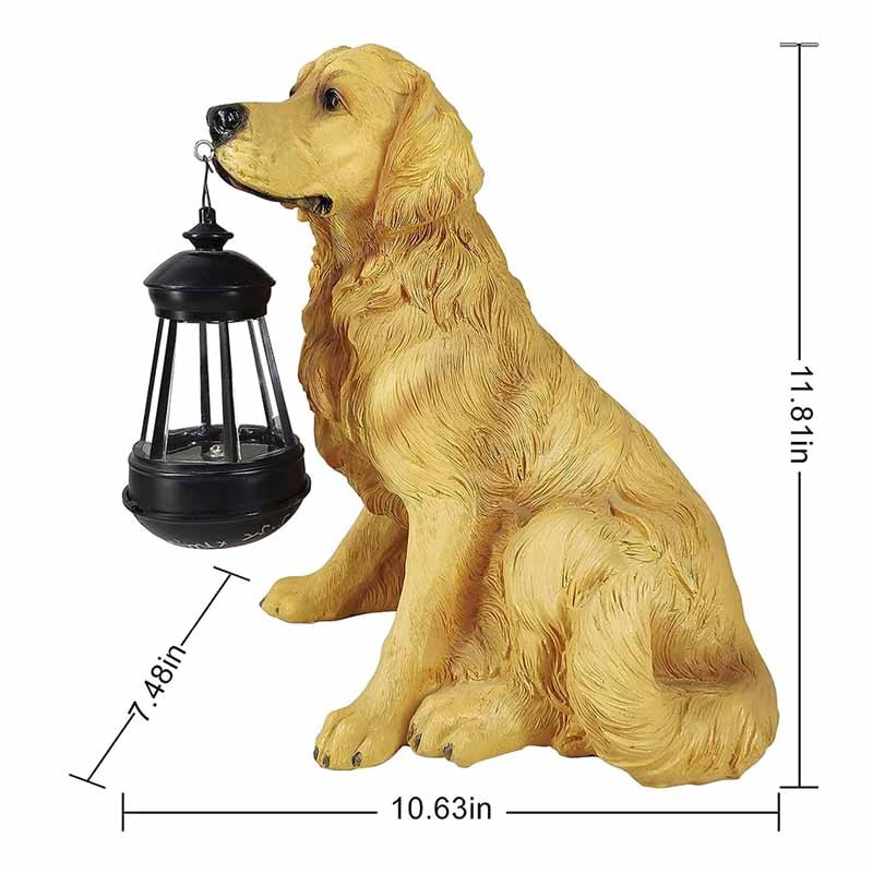 Milalit Golden Retriever Statue Outdoor with Solar Led Lantern Home Garden Decoration Windproof Lamp Sunlight Power Resin Yellow Christmas Dog Decorative Animal LED Light for Lawn Yard Patio Welcome Home Ornament