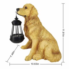 Milalit Golden Retriever Statue Outdoor with Solar Led Lantern Home Garden Decoration Windproof Lamp Sunlight Power Resin Yellow Christmas Dog Decorative Animal LED Light for Lawn Yard Patio Welcome Home Ornament