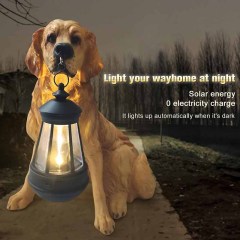 Milalit Golden Retriever Statue Outdoor with Solar Led Lantern Home Garden Decoration Windproof Lamp Sunlight Power Resin Yellow Christmas Dog Decorative Animal LED Light for Lawn Yard Patio Welcome Home Ornament