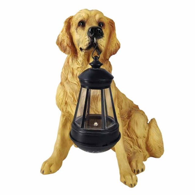 Milalit Golden Retriever Statue Outdoor with Solar Led Lantern Home Garden Decoration Windproof Lamp Sunlight Power Resin Yellow Christmas Dog Decorative Animal LED Light for Lawn Yard Patio Welcome Home Ornament