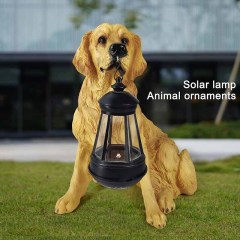 Milalit Golden Retriever Statue Outdoor with Solar Led Lantern Home Garden Decoration Windproof Lamp Sunlight Power Resin Yellow Christmas Dog Decorative Animal LED Light for Lawn Yard Patio Welcome Home Ornament