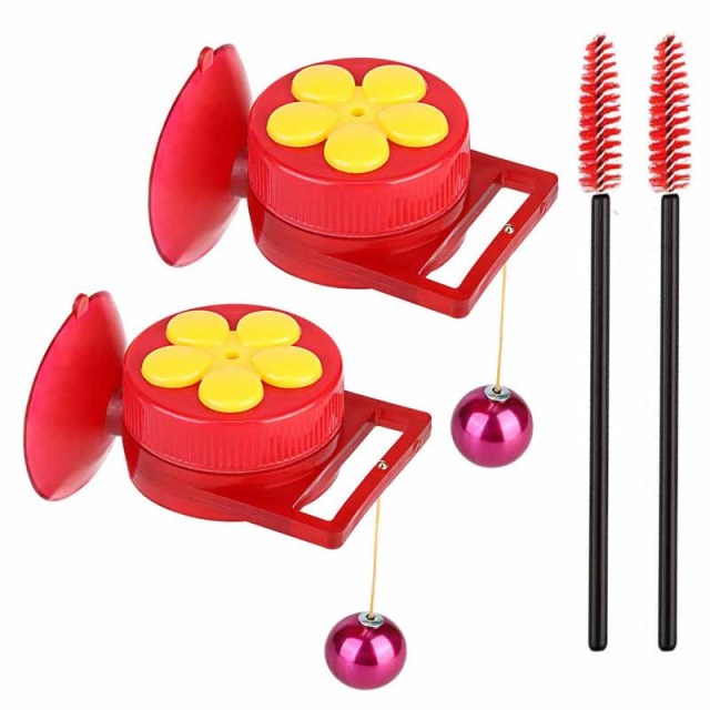 Milalit Garden Handheld Hummingbird Feeders Cute Flower Window Small hanging Hummingbird Feeder Plastic Mini Hummingbirds Feeder in Red Yellow Outdoor Bird Feeding Device for Outdoor Garden Decoration