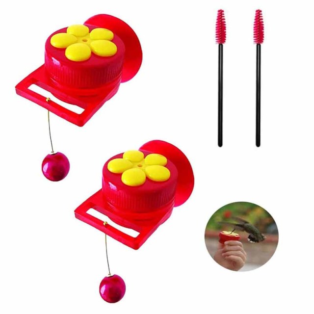 Milalit Garden Handheld Hummingbird Feeders Cute Flower Window Small hanging Hummingbird Feeder Plastic Mini Hummingbirds Feeder in Red Yellow Outdoor Bird Feeding Device for Outdoor Garden Decoration