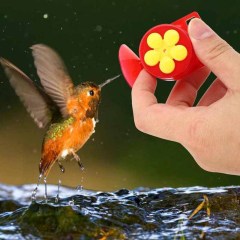 Milalit Garden Handheld Hummingbird Feeders Cute Flower Window Small hanging Hummingbird Feeder Plastic Mini Hummingbirds Feeder in Red Yellow Outdoor Bird Feeding Device for Outdoor Garden Decoration