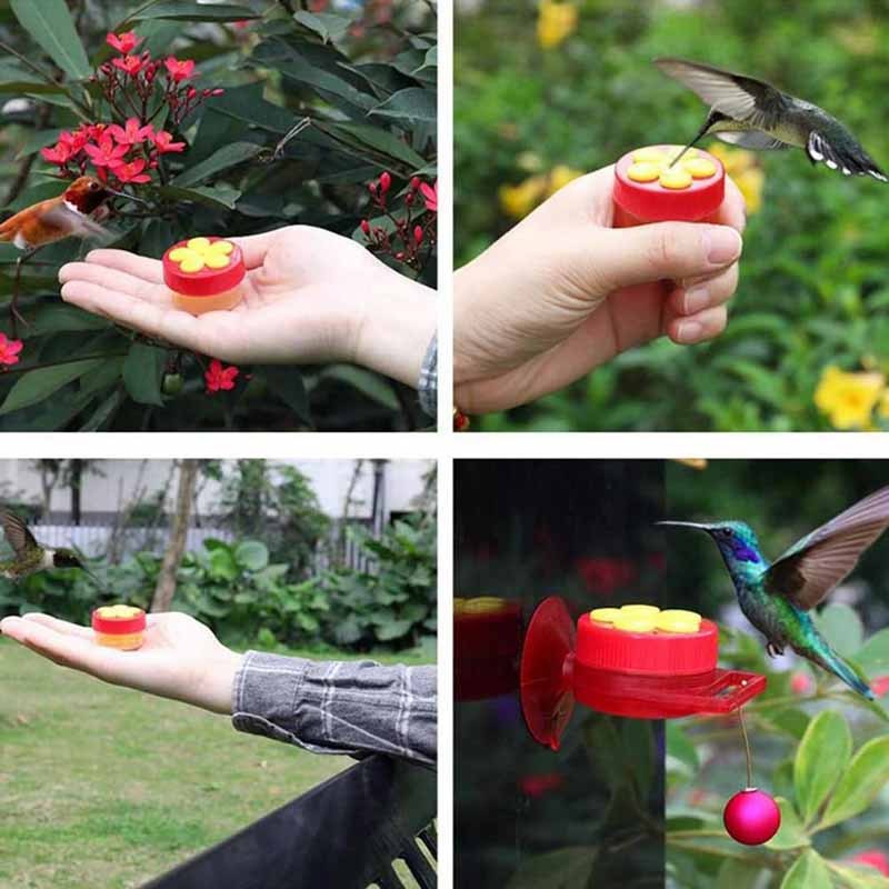Milalit Garden Handheld Hummingbird Feeders Cute Flower Window Small hanging Hummingbird Feeder Plastic Mini Hummingbirds Feeder in Red Yellow Outdoor Bird Feeding Device for Outdoor Garden Decoration