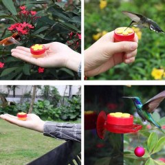 Milalit Garden Handheld Hummingbird Feeders Cute Flower Window Small hanging Hummingbird Feeder Plastic Mini Hummingbirds Feeder in Red Yellow Outdoor Bird Feeding Device for Outdoor Garden Decoration