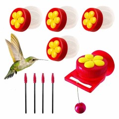 Milalit Garden Handheld Hummingbird Feeders Cute Flower Window Small hanging Hummingbird Feeder Plastic Mini Hummingbirds Feeder in Red Yellow Outdoor Bird Feeding Device for Outdoor Garden Decoration