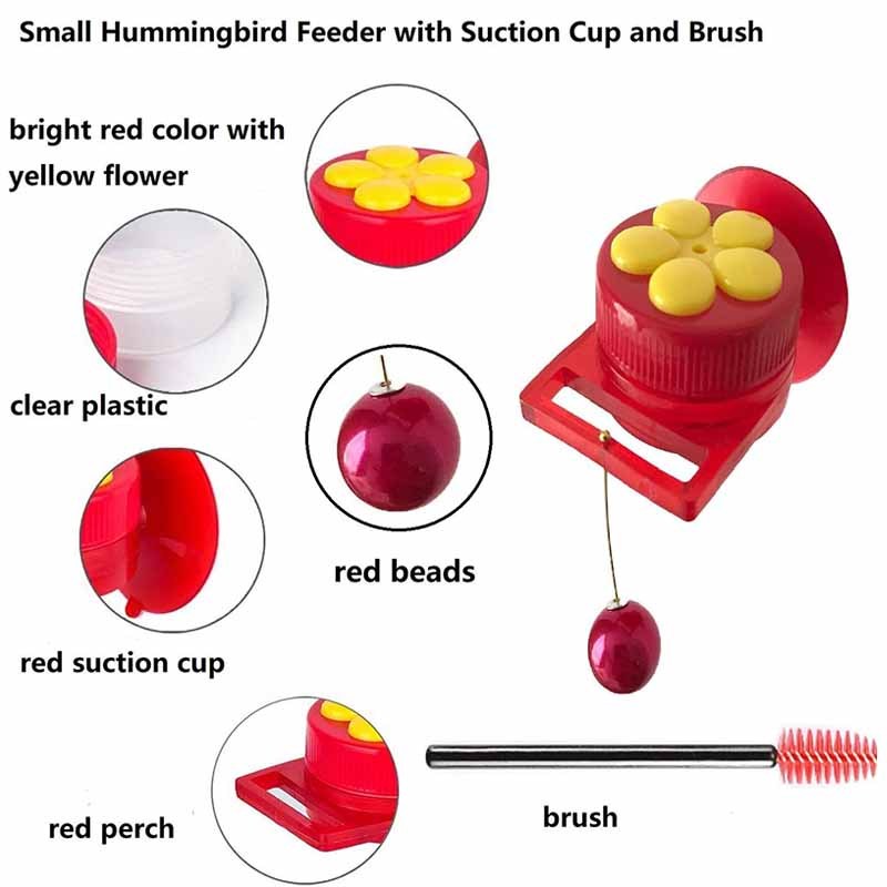 Milalit Garden Handheld Hummingbird Feeders Cute Flower Window Small hanging Hummingbird Feeder Plastic Mini Hummingbirds Feeder in Red Yellow Outdoor Bird Feeding Device for Outdoor Garden Decoration