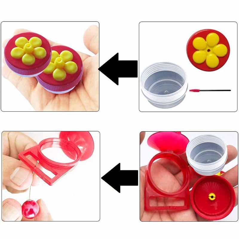 Milalit Garden Handheld Hummingbird Feeders Cute Flower Window Small hanging Hummingbird Feeder Plastic Mini Hummingbirds Feeder in Red Yellow Outdoor Bird Feeding Device for Outdoor Garden Decoration
