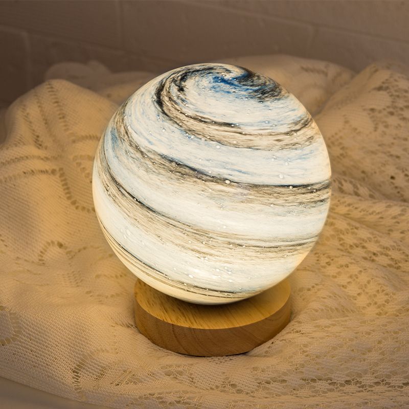 Milalit USB Dimmable Galaxy Moon Lamp Kids Night Lights Stepless Dimming Planet Pattern LED Planet Glass Romantic Table Lamp Remote & Touch Control Home Decor Gifts