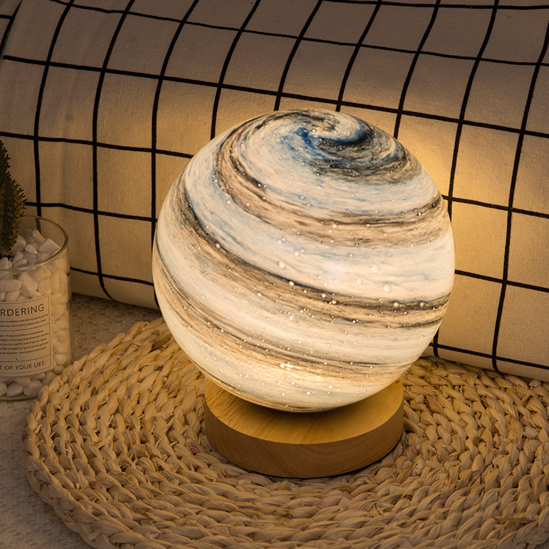 Milalit USB Dimmable Galaxy Moon Lamp Kids Night Lights Stepless Dimming Planet Pattern LED Planet Glass Romantic Table Lamp Remote & Touch Control Home Decor Gifts