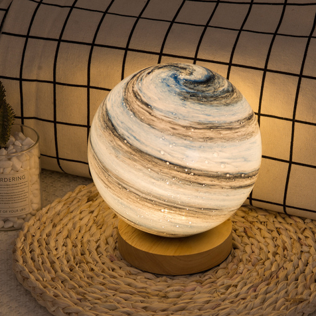 Milalit USB Dimmable Galaxy Moon Lamp Kids Night Lights Stepless Dimming Planet Pattern LED Planet Glass Romantic Table Lamp Remote & Touch Control Home Decor Gifts