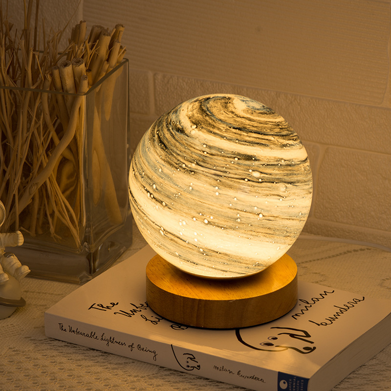 Milalit USB Dimmable Galaxy Moon Lamp Kids Night Lights Stepless Dimming Planet Pattern LED Planet Glass Romantic Table Lamp Remote & Touch Control Home Decor Gifts