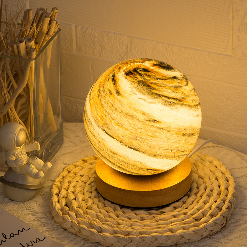 Milalit USB Dimmable Galaxy Moon Lamp Kids Night Lights Stepless Dimming Planet Pattern LED Planet Glass Romantic Table Lamp Remote & Touch Control Home Decor Gifts