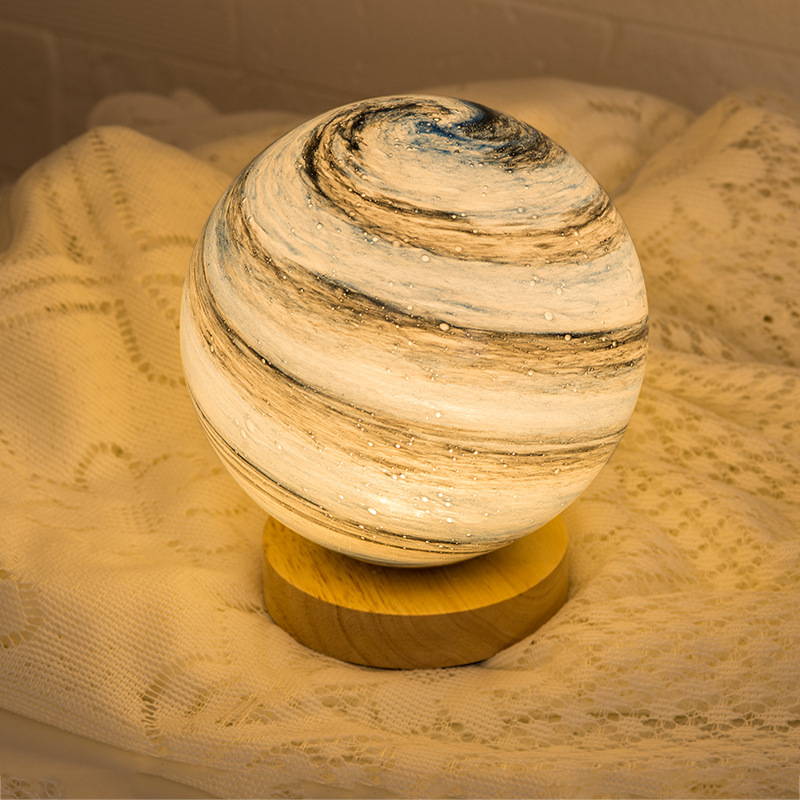 Milalit USB Dimmable Galaxy Moon Lamp Kids Night Lights Stepless Dimming Planet Pattern LED Planet Glass Romantic Table Lamp Remote & Touch Control Home Decor Gifts