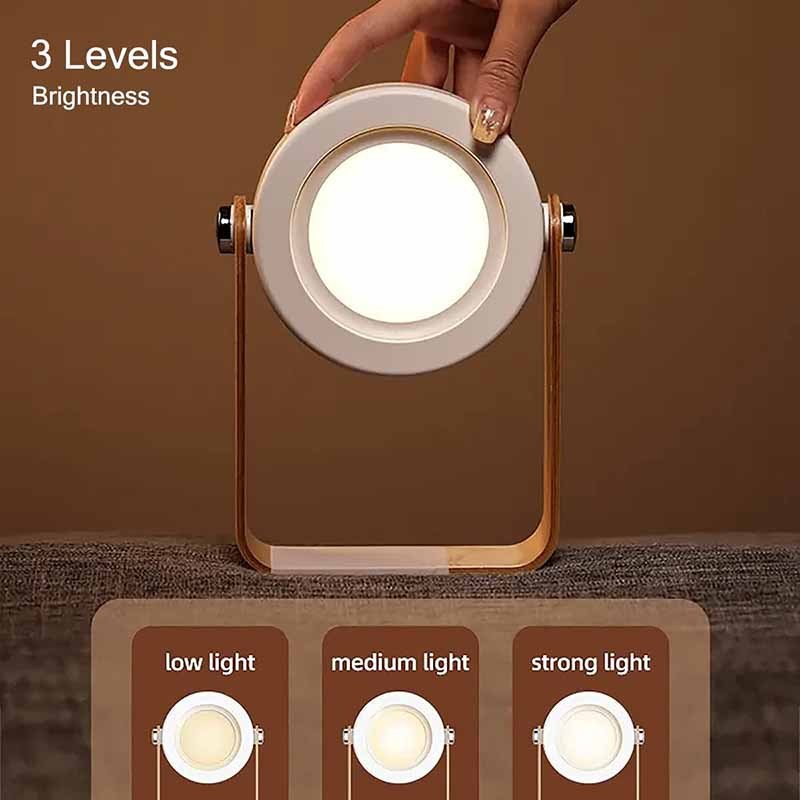 Milalit USB Rechargeable Baby Night Light Touch Control Lantern Lamp 3-Level Brightness Multi-Functional Portable Extend LED Hanging Lantern Light Foldable Wood Bedside Table Lamp for Bedroom Living Room Outdoor Office Camping