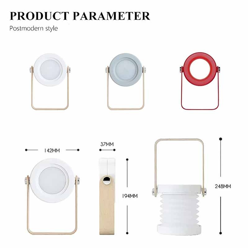 Milalit USB Rechargeable Baby Night Light Touch Control Lantern Lamp 3-Level Brightness Multi-Functional Portable Extend LED Hanging Lantern Light Foldable Wood Bedside Table Lamp for Bedroom Living Room Outdoor Office Camping