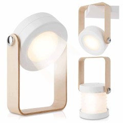 Milalit USB Rechargeable Baby Night Light Touch Control Lantern Lamp 3-Level Brightness Multi-Functional Portable Extend LED Hanging Lantern Light Foldable Wood Bedside Table Lamp for Bedroom Living Room Outdoor Office Camping