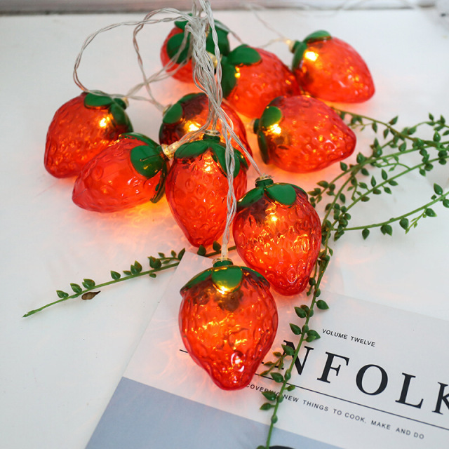 Milalit Strawberry String Light Battery Power Fruit String Lamp LED Fairy Fantastic Lights for Bedroom Baby Room USB Cable Power 1.5m 3m 6m 10m Cute Beautiful Decorative LED Lamps for Birthday Halloween Christmas Theme Park Festival Decoration