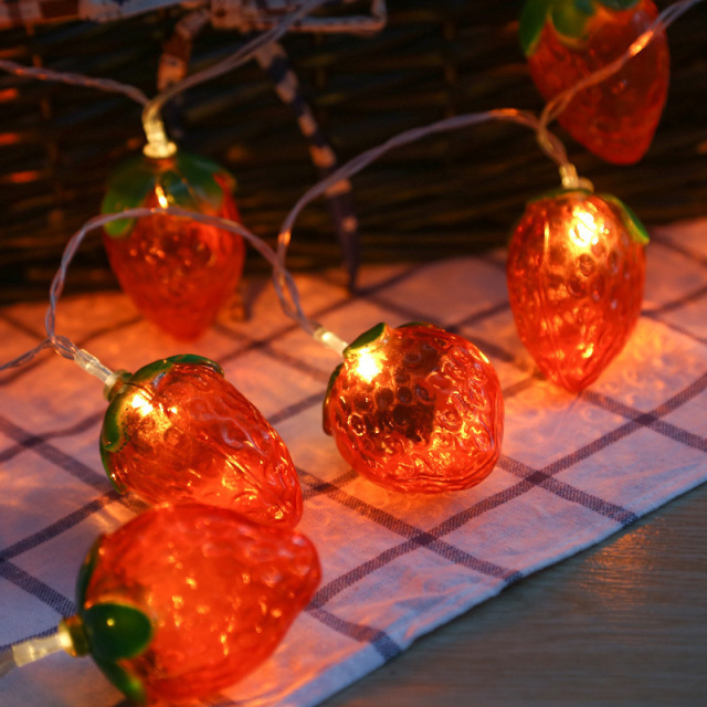 Milalit Strawberry String Light Battery Power Fruit String Lamp LED Fairy Fantastic Lights for Bedroom Baby Room USB Cable Power 1.5m 3m 6m 10m Cute Beautiful Decorative LED Lamps for Birthday Halloween Christmas Theme Park Festival Decoration