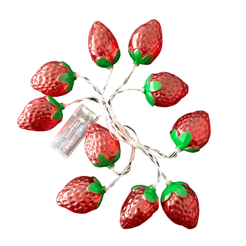 Milalit Strawberry String Light Battery Power Fruit String Lamp LED Fairy Fantastic Lights for Bedroom Baby Room USB Cable Power 1.5m 3m 6m 10m Cute Beautiful Decorative LED Lamps for Birthday Halloween Christmas Theme Park Festival Decoration