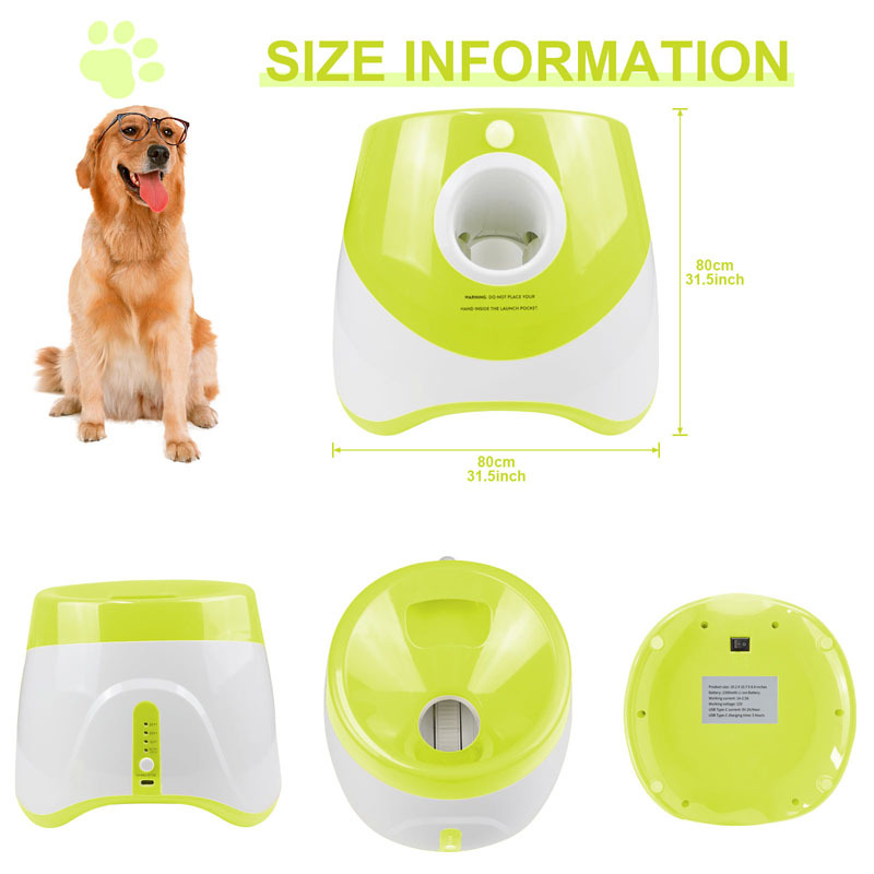 Milalit Dog Ball Thrower Launcher Automatic USB Rechargeable Balls Thrower Machine For Small Husky Golden Retriever Puppy Medium Big Dog Play Included Mini Tennis Balls
