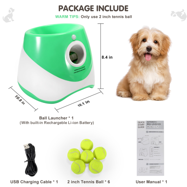 Milalit Dog Ball Thrower Launcher Automatic USB Rechargeable Balls Thrower Machine For Small Husky Golden Retriever Puppy Medium Big Dog Play Included Mini Tennis Balls