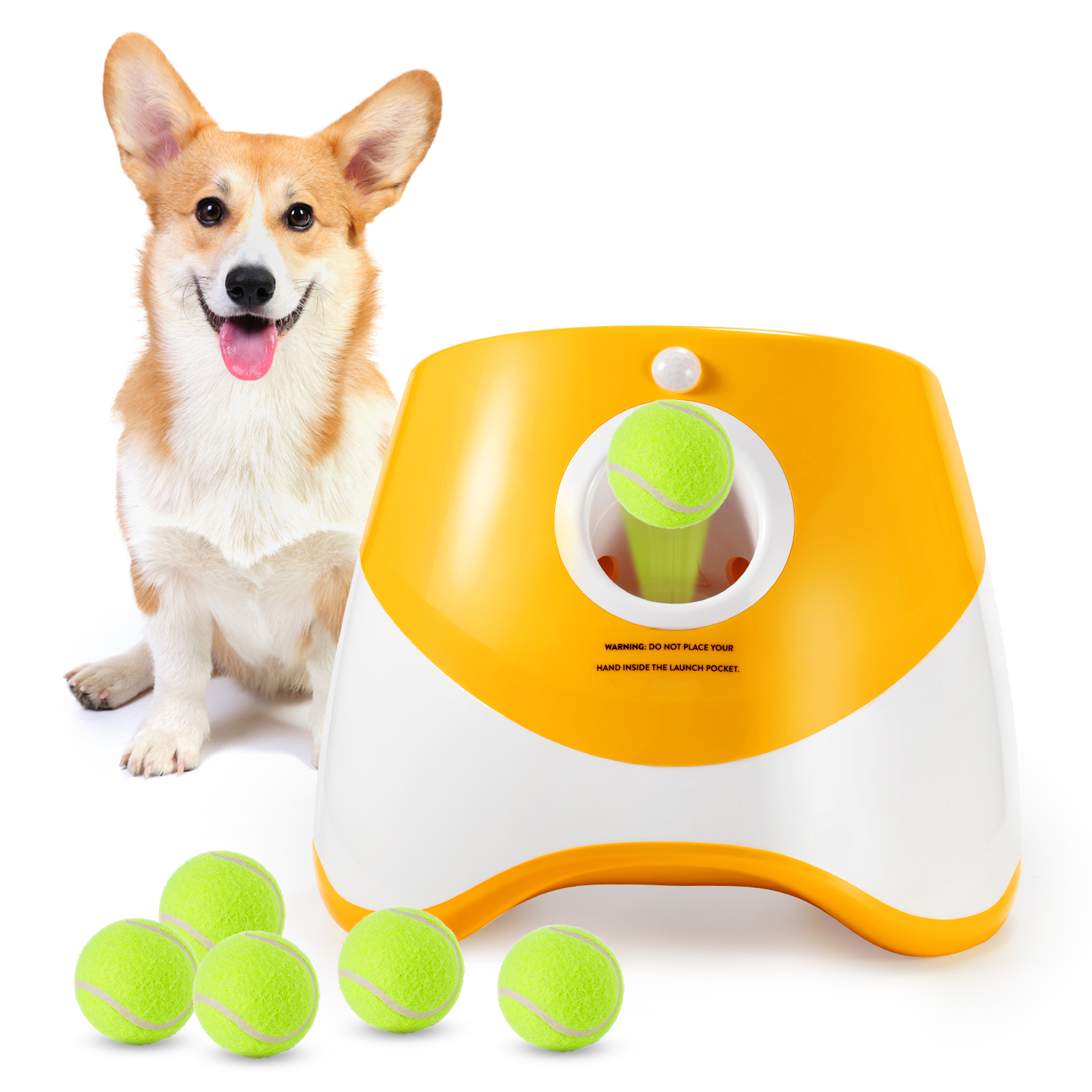 Milalit Dog Ball Thrower Launcher Automatic USB Rechargeable Balls Thrower Machine For Small Husky Golden Retriever Puppy Medium Big Dog Play Included Mini Tennis Balls