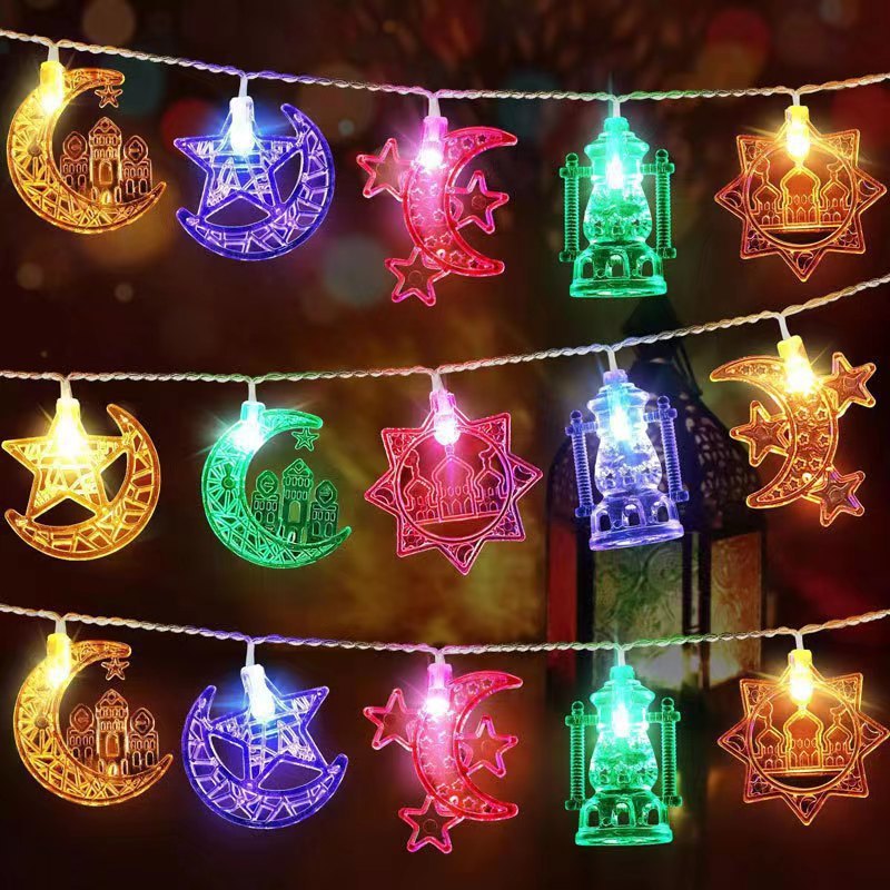 Milalit USB Port Battery Power Moon Castle LED String Light Stars Decorative Lamps for Corban Ramadan Middle East Muslim Mubarak Festival Holiday Decoration with Remote Control Optional