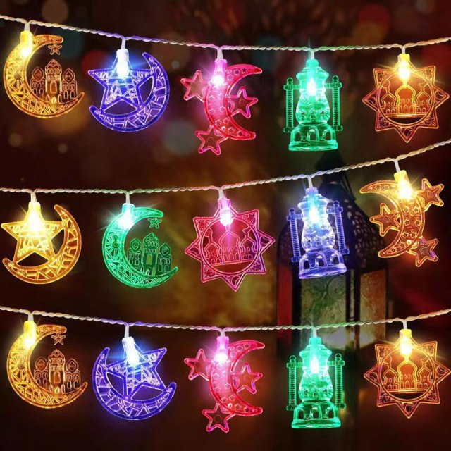Milalit USB Port Battery Power Moon Castle LED String Light Stars Decorative Lamps for Corban Ramadan Middle East Muslim Mubarak Festival Holiday Decoration with Remote Control Optional