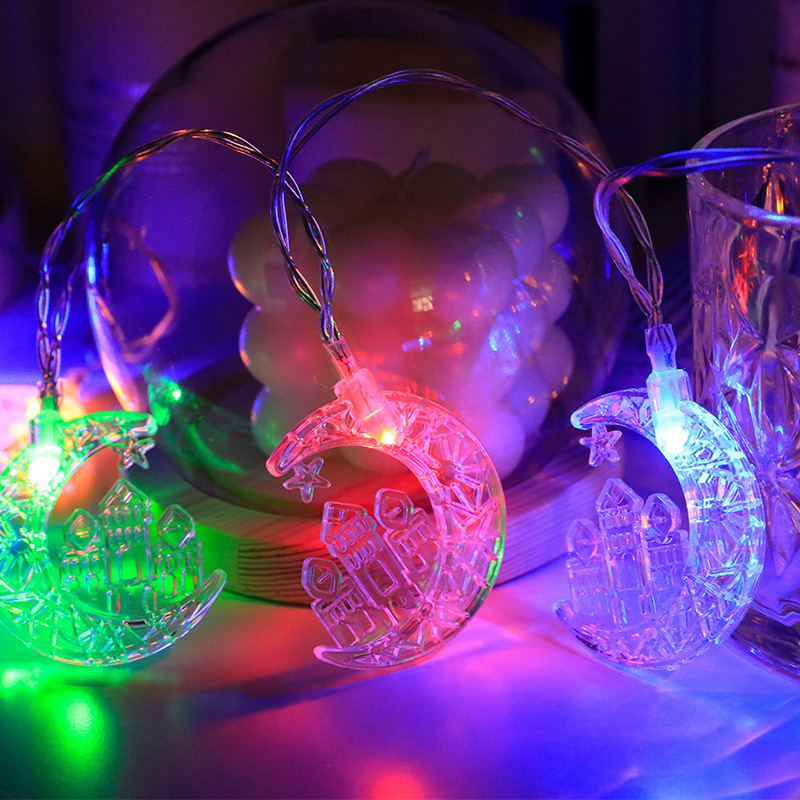 Milalit USB Port Battery Power Moon Castle LED String Light Stars Decorative Lamps for Corban Ramadan Middle East Muslim Mubarak Festival Holiday Decoration with Remote Control Optional