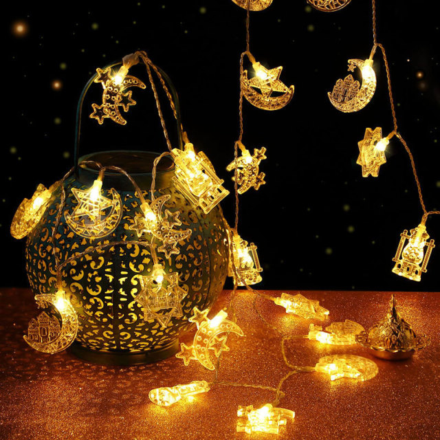 Milalit USB Port Battery Power Moon Castle LED String Light Stars Decorative Lamps for Corban Ramadan Middle East Muslim Mubarak Festival Holiday Decoration with Remote Control Optional