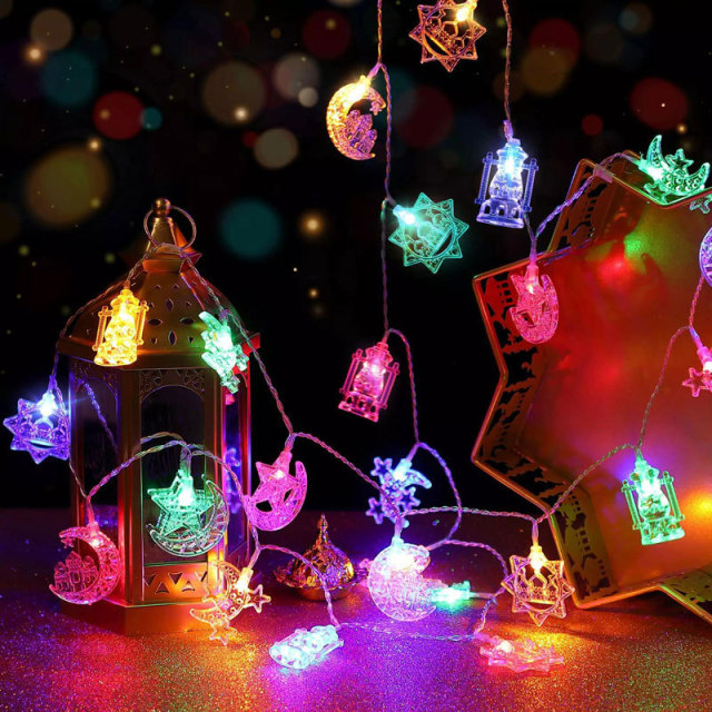 Milalit USB Port Battery Power Moon Castle LED String Light Stars Decorative Lamps for Corban Ramadan Middle East Muslim Mubarak Festival Holiday Decoration with Remote Control Optional