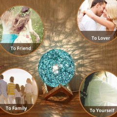 Milalit 15cm USB Rattan Ball Moon Night Lamp Stepless Dimming Globe Round Dimmable LED Table Lamp for Bedroom Bedside Hotel Club Restaurant Decoration Sweet Warm Night Light for Kids Lovers