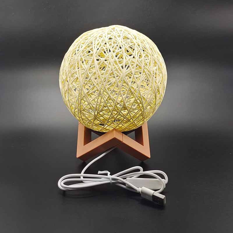 Milalit 15cm USB Rattan Ball Moon Night Lamp Stepless Dimming Globe Round Dimmable LED Table Lamp for Bedroom Bedside Hotel Club Restaurant Decoration Sweet Warm Night Light for Kids Lovers