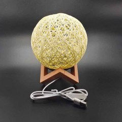 Milalit 15cm USB Rattan Ball Moon Night Lamp Stepless Dimming Globe Round Dimmable LED Table Lamp for Bedroom Bedside Hotel Club Restaurant Decoration Sweet Warm Night Light for Kids Lovers