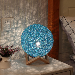 Milalit 15cm USB Rattan Ball Moon Night Lamp Stepless Dimming Globe Round Dimmable LED Table Lamp for Bedroom Bedside Hotel Club Restaurant Decoration Sweet Warm Night Light for Kids Lovers