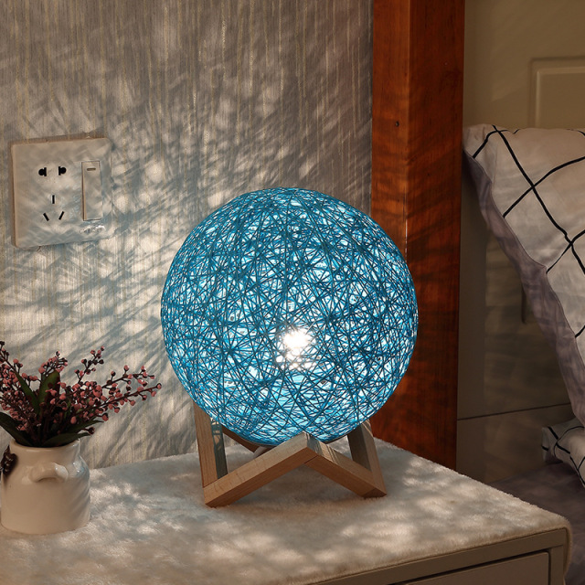 Milalit 15cm USB Rattan Ball Moon Night Lamp Stepless Dimming Globe Round Dimmable LED Table Lamp for Bedroom Bedside Hotel Club Restaurant Decoration Sweet Warm Night Light for Kids Lovers