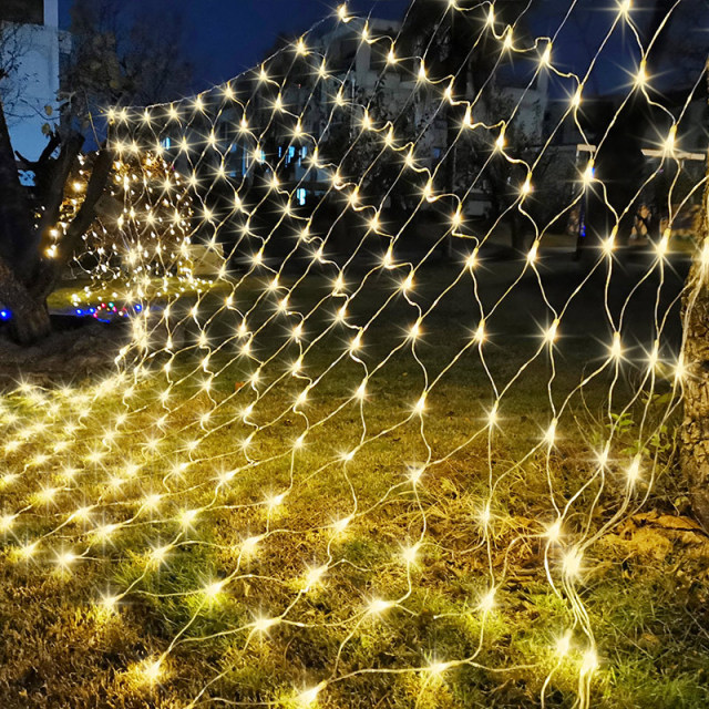 Milalit Christmas Net Outdoor 3x2m 196LED Mesh String Light Waterproof Tree Net Fairy Lights EU AU US UK Plug in with 8 Modes Connectable Lamp for Outdoor Garden Festival Decoration