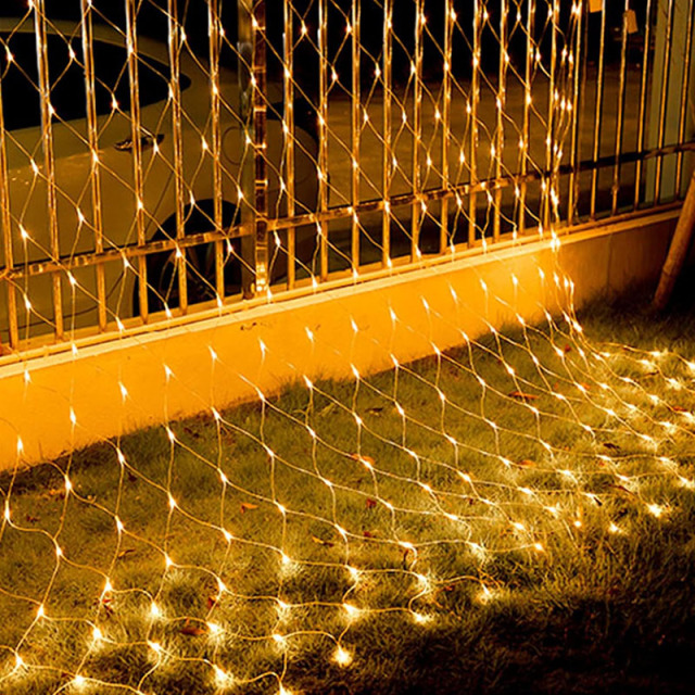 Milalit Christmas Net Outdoor 3x2m 196LED Mesh String Light Waterproof Tree Net Fairy Lights EU AU US UK Plug in with 8 Modes Connectable Lamp for Outdoor Garden Festival Decoration