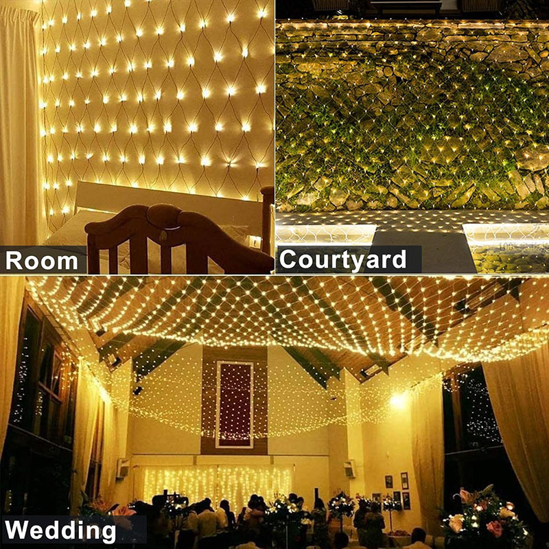 Milalit Christmas Net Outdoor 3x2m 196LED Mesh String Light Waterproof Tree Net Fairy Lights EU AU US UK Plug in with 8 Modes Connectable Lamp for Outdoor Garden Festival Decoration