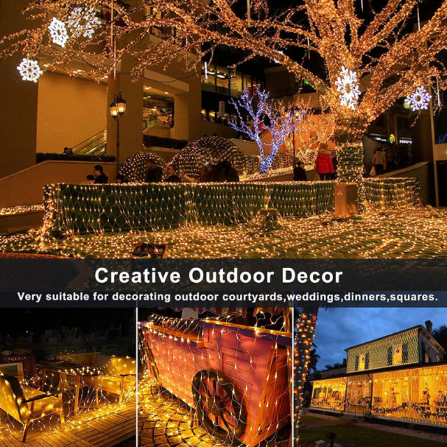 Milalit Christmas Net Outdoor 3x2m 196LED Mesh String Light Waterproof Tree Net Fairy Lights EU AU US UK Plug in with 8 Modes Connectable Lamp for Outdoor Garden Festival Decoration
