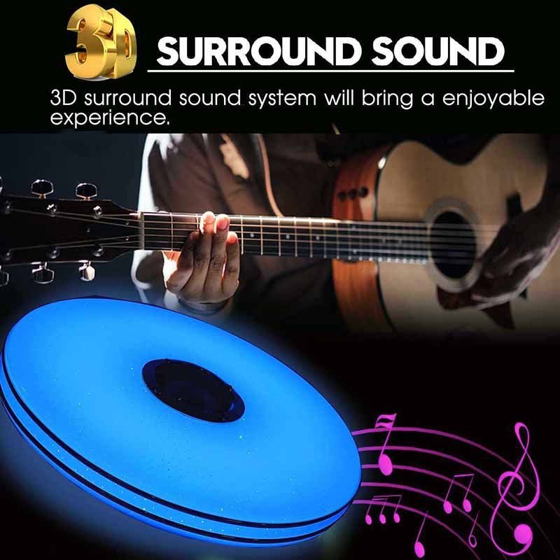 Milalit 36W 30cm Diameter Bluetooth Smart LED Music Ceiling Light with Wall Remote Control Smartphone APP Control RGB Adjustable 256 Colors Lamps with Speaker Timer Function