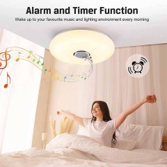 Milalit 36W 30cm Diameter Bluetooth Smart LED Music Ceiling Light with Wall Remote Control Smartphone APP Control RGB Adjustable 256 Colors Lamps with Speaker Timer Function