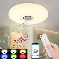 Milalit 36W 30cm Diameter Bluetooth Smart LED Music Ceiling Light with Wall Remote Control Smartphone APP Control RGB Adjustable 256 Colors Lamps with Speaker Timer Function