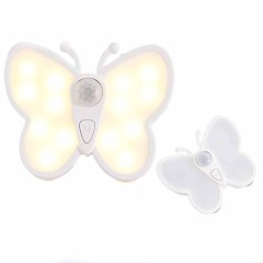Milalit Butterfly Shape LED Sensor Night Light USB Type-C Charging Rechargeable Brightness Adjustable Stepless Dimming Evening Lamp Magnetic Wall Lamps with Spotlight for Kids Baby Room Bedside Hallway Living Room