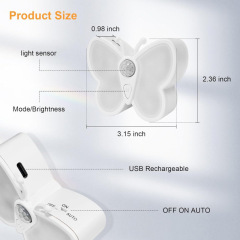 Milalit Butterfly Shape LED Sensor Night Light USB Type-C Charging Rechargeable Brightness Adjustable Stepless Dimming Evening Lamp Magnetic Wall Lamps with Spotlight for Kids Baby Room Bedside Hallway Living Room